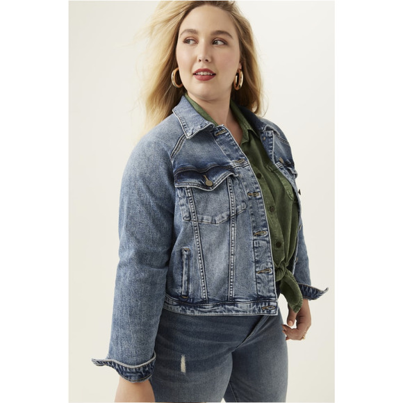 Molly & Isadora Grace Denim Jacket Womens 2X Medium Wash Jean Plus - Picture 1 of 12